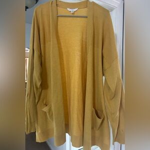 Time and Tru Golden Yellow Ribbed Cardigan